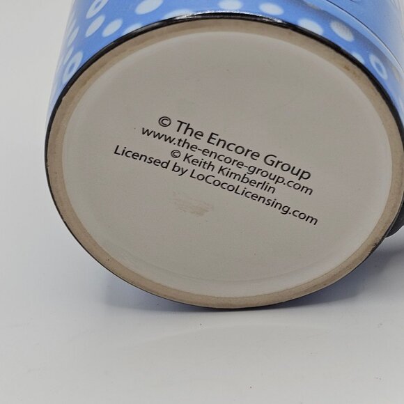 Keith Kimberlin Retro Blue Polka Dot Yellow Labrador Puppy Dog Coffee Tea Mug - Picture 6 of 11